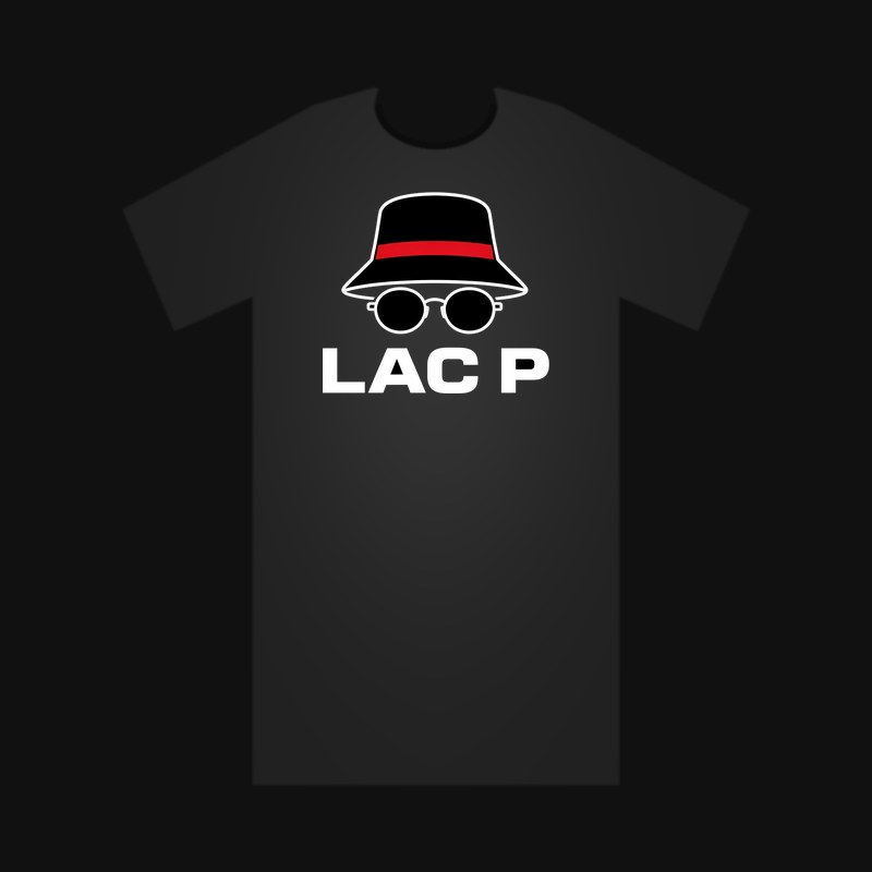 Lac P Bucket Hat Logo Tee mockup (black)